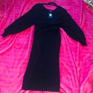 Fashion Nova wrapped sweater dress, black, size medium
